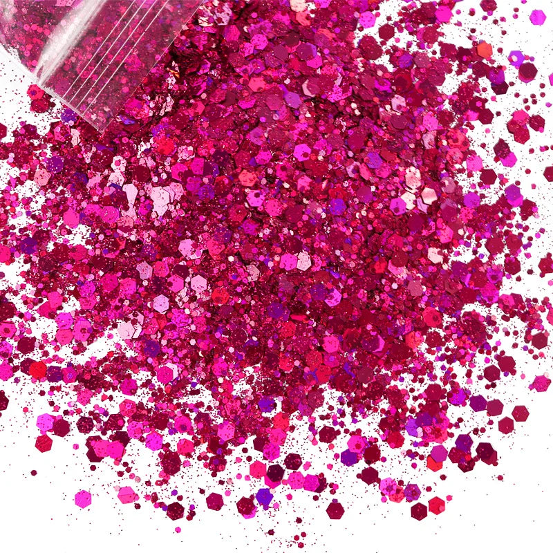 Private Label 50g Per Bag Carving Extension Holographic Laser Color Nail Acrylic Glitter Powder for Nails