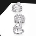 MIENTER New Diamond Wedding Rings for Women Gold Plated 18k Adjustable Open Crystal clear Quartz Ring