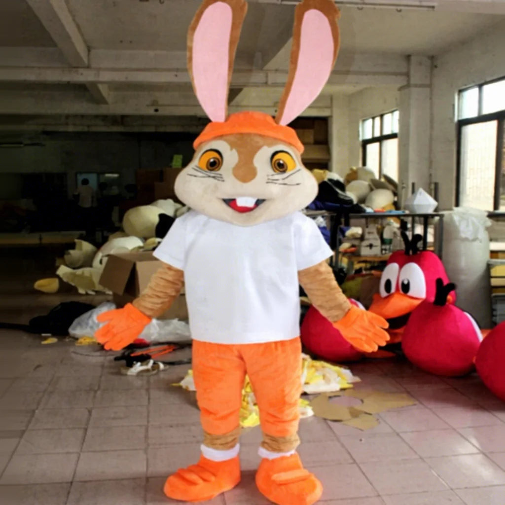 Popular Custom Cartoon Sports Rabbit Mascot Costume Cute Cartoon Rabbit Mascot Large Event Adult Party Costume
