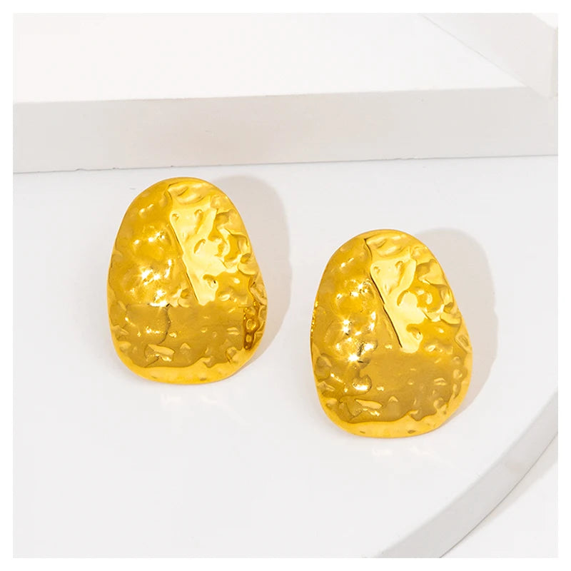 Powell 18K PVD Stainless Steel Jewelry Tarnish-Free Trendy Gold Stud Earrings Zircon Pearl Geometric Pattern New Arrival
