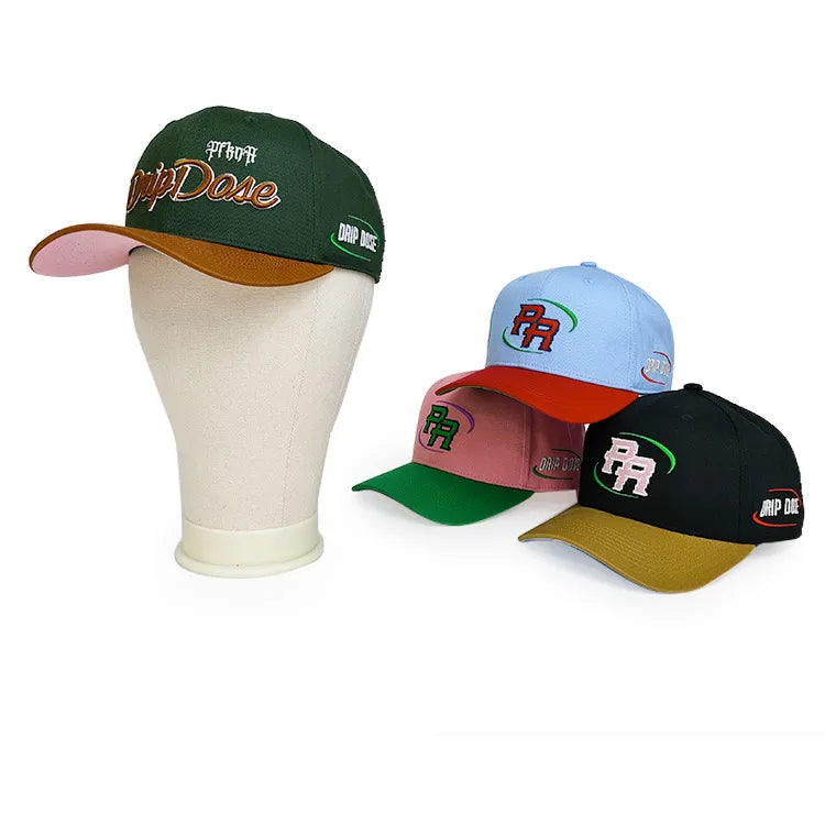 Fashion Custom Curved Brim Gorras Deportivas 6 Panel Two Tone Embroidery Adjustable Baseball Hat Cap