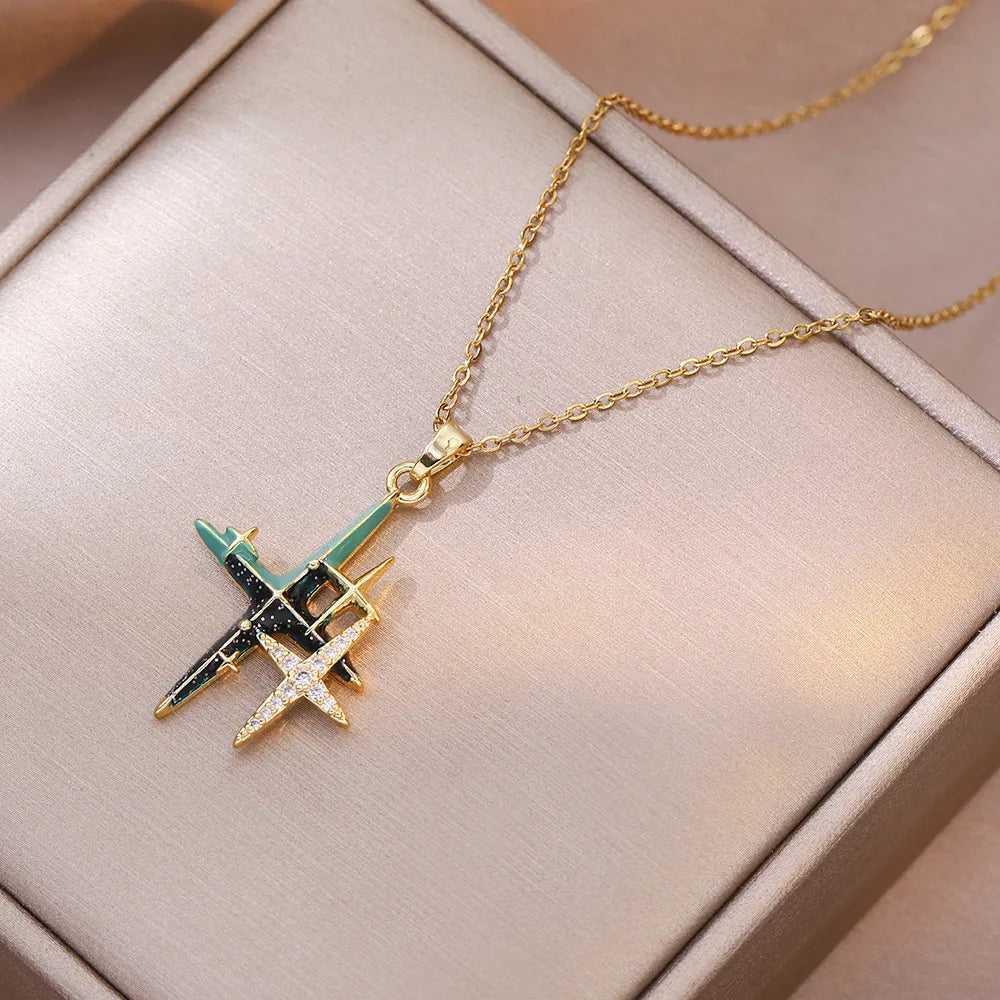 DAIHE Luxury Zircon Diamond Necklace Micropaved Zircon Starry Planet Planetary Necklace