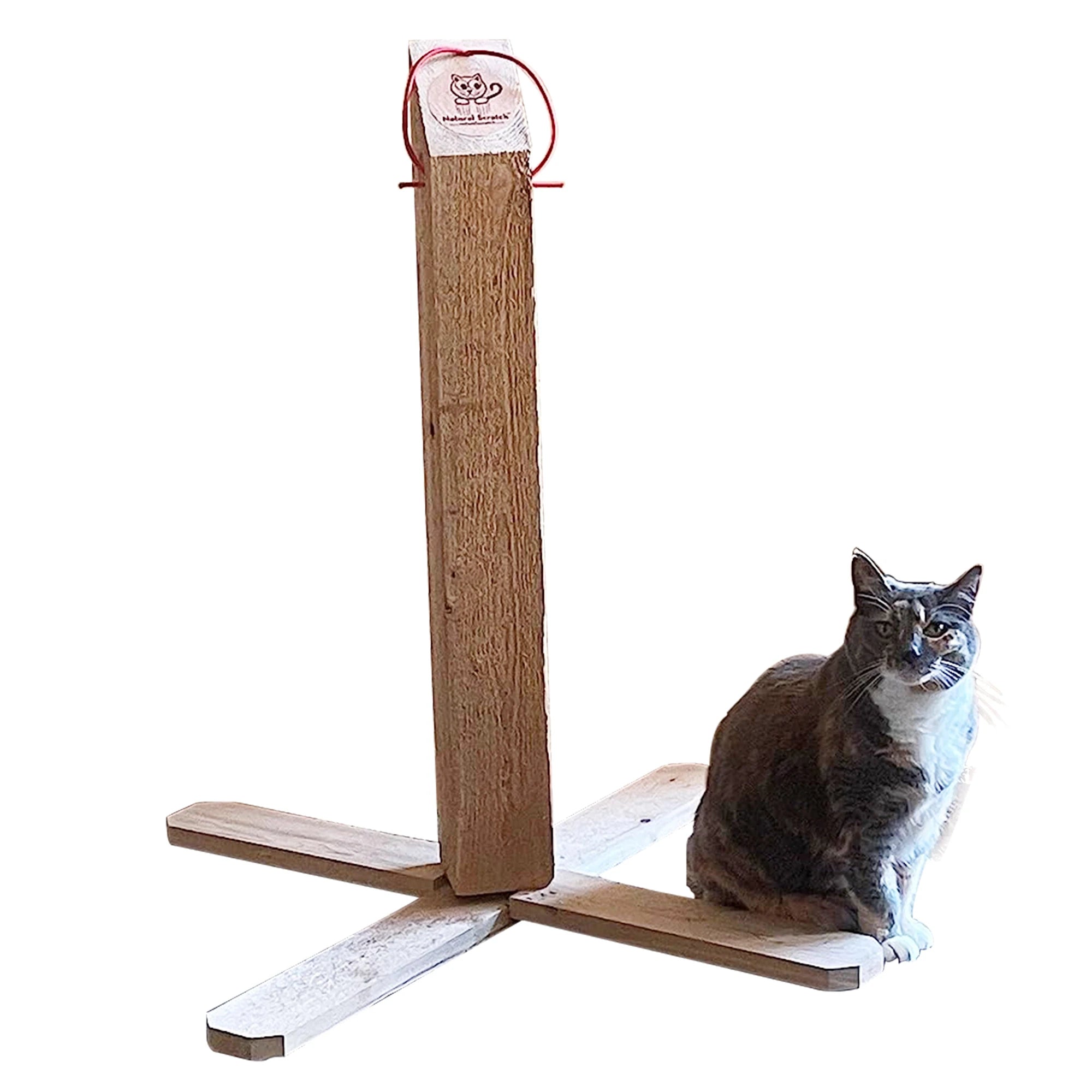 Natural Wood Cat Scratching Post Bamboo Furniture for All Cats with Scratch-resistant Features for Living Room