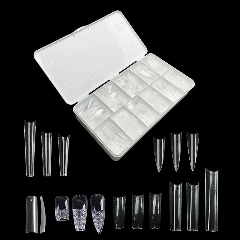 Hot Selling Acrylic Full Cover Different Sizes Press on Soft Gel Tips Gex X Tips Straight Square Coffin Tips