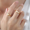 Dainty Mother of Pearl Bar Signet Ring Waterproof Non Tarnish Stainless Steel Minimalist Ring