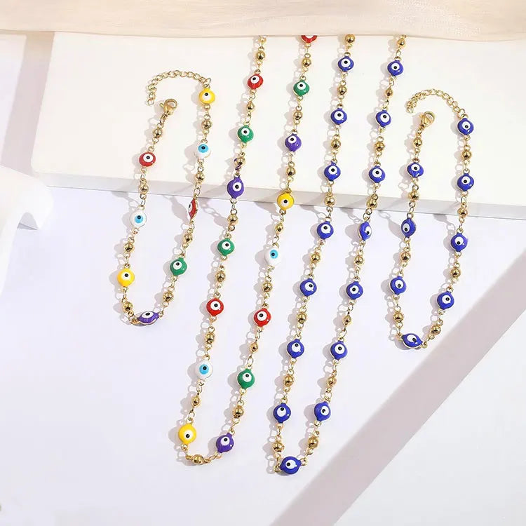 Wholesale China Stainless Steel Jewelry Bracelet Necklace Set Devil Eye Chains for Jewelry Making Jewelry
