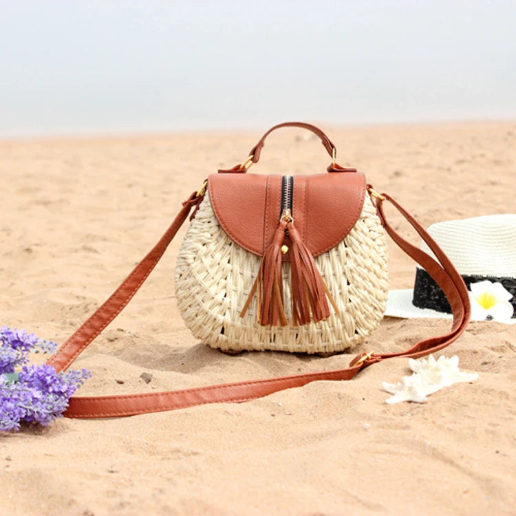 Hot Sale Women's Straw Clutch Woven Shoulder Top Handle Satchel Handmade Eco-Friendly Soft Beach Bag
