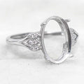 Sterling Silver 9*13mm Semi Mount Ring Empty Frame Blank Support Setting S925 Base Holder Without Center Stone for DIY Inlay