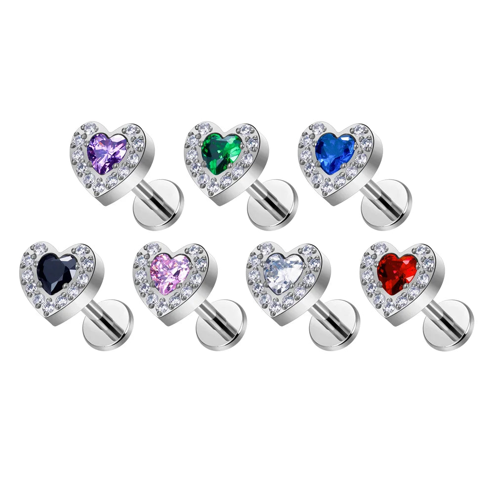 G23 ASTM F136 Titanium Bowknot Shape Ear Stud Inlay Zircon 16G Clicker Shiny Punk Style Ear Tragus Conch Body Piercing Jewelry