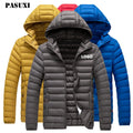 PASUXI Custom Oversized Windbreaker Men's Winter Coat Solid Color Zip up Corduroy Puffer Jacket for Mens