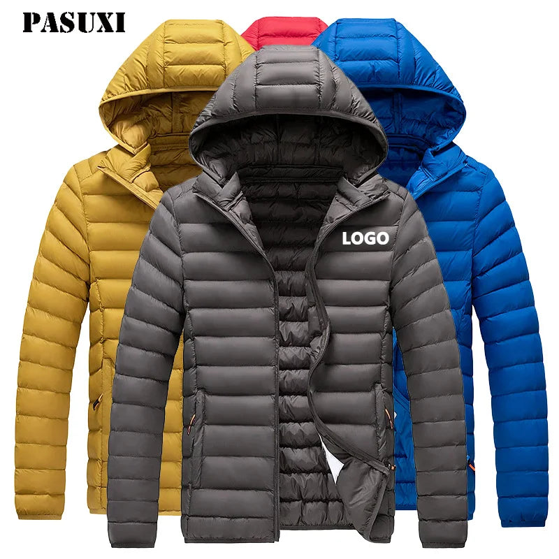 PASUXI Custom Oversized Windbreaker Men's Winter Coat Solid Color Zip up Corduroy Puffer Jacket for Mens