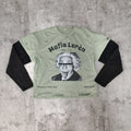 US Free Tax Oversized Heavy Cotton Mens T-Shirts Graphic Print Heavyweight Acid Wash Long Sleeve Vintage Double Layer T Shirt