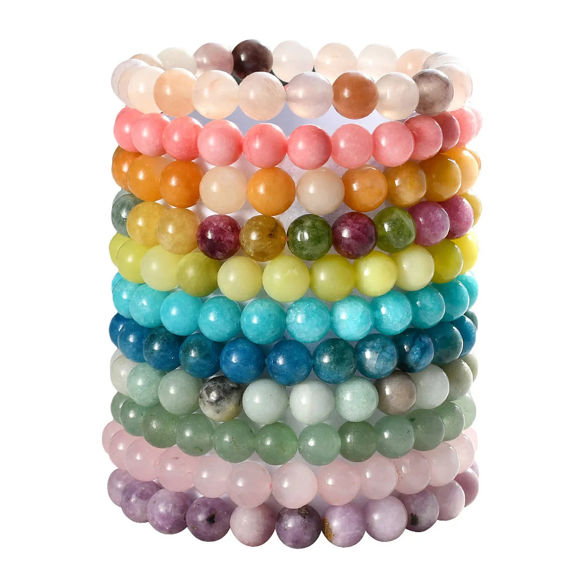 Handmade Beads Jewelry 8MM Wholesale Natural Stone Bracelets Gemstone Healing Quartz Crystal Bracelet for Woman Men Jewelry