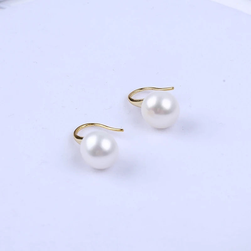Zhuji Women's 10-11mm White Button Pearl Earrings Latest Wholesale Collection
