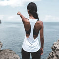 Custom Solid Color T-shaped Sleeveless Yoga Tops Quick Dry Exercise Running Gym Workout Vest Fitness Gym Workout Tank Top