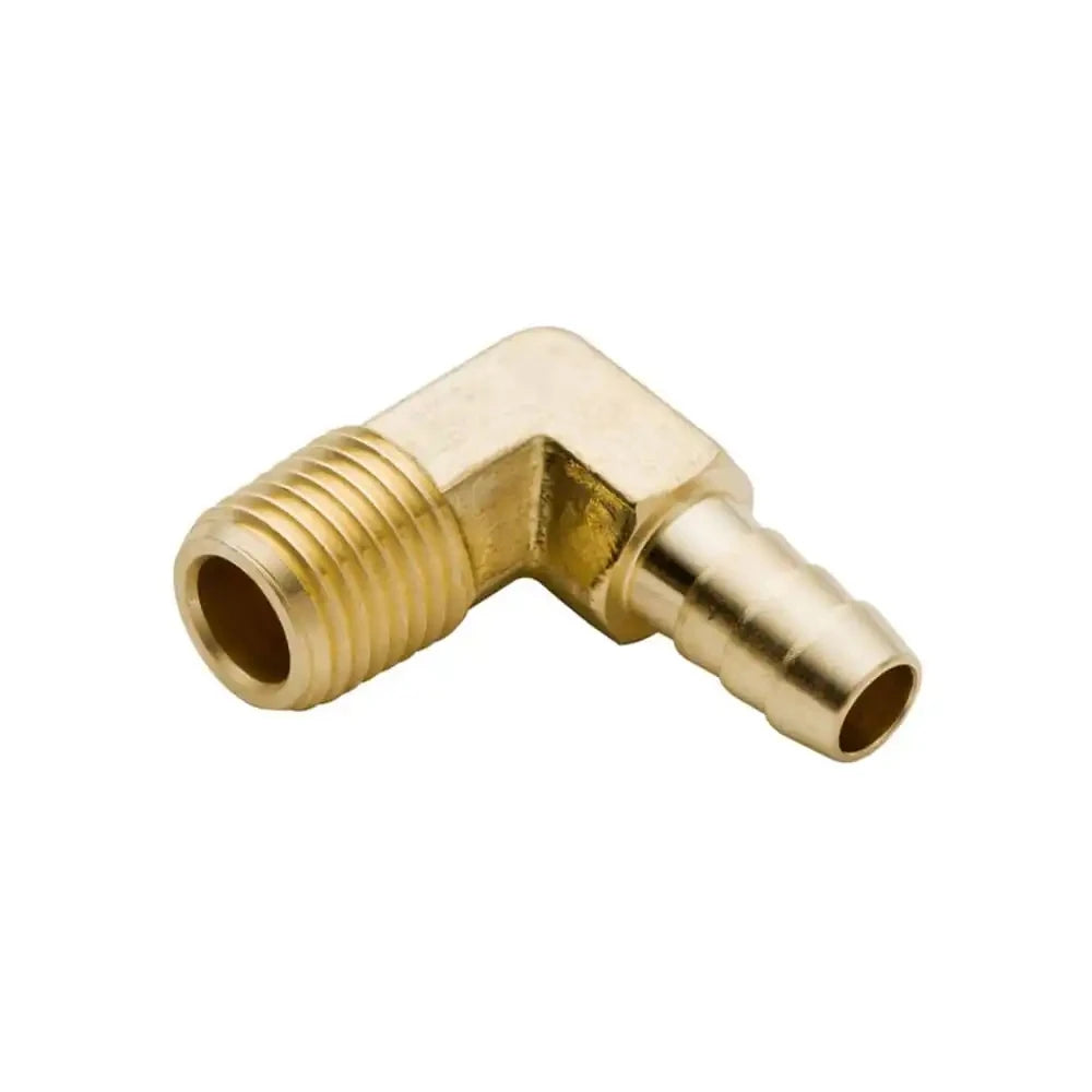 Brass L Right Angle Reducing Fitting Fuel/Air/Water/Gas/Oil WOG 3/8" Hose Barb to 1/2" Male NPT 90 Degree Elbow