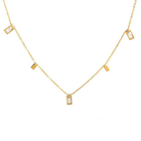 Simple Stackable Chain Non Tarnish Stainless Steel Necklace Water Drops Square Triangle Cubic Zircon Necklace Gifts for Women