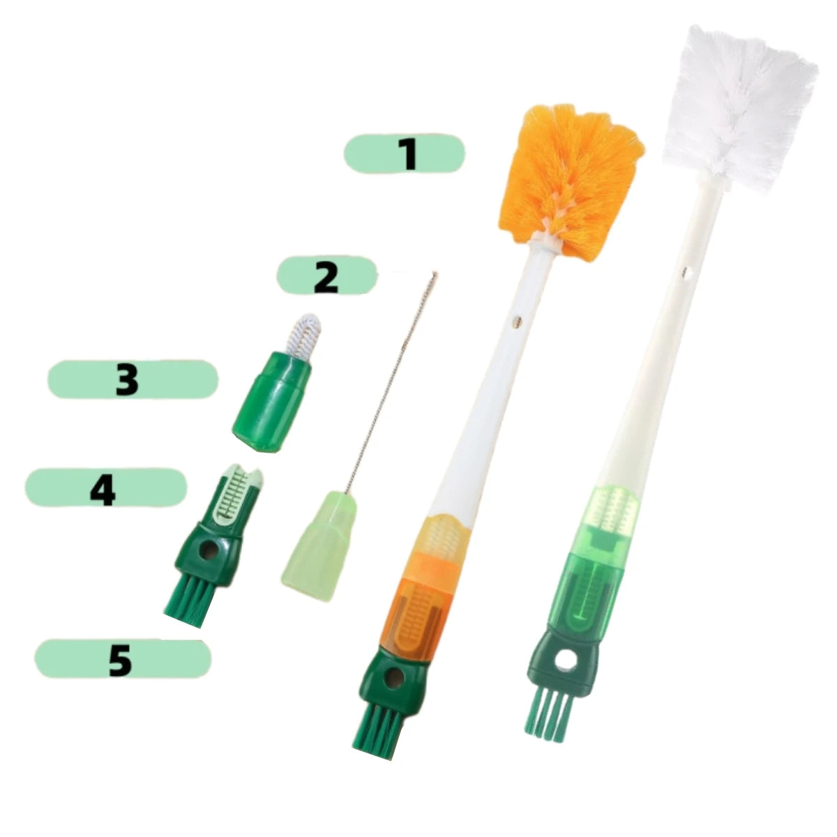 5 in 1 Multifunctional Cup Brush With Long Handle Straw Brush Bottle Cleaning Brush