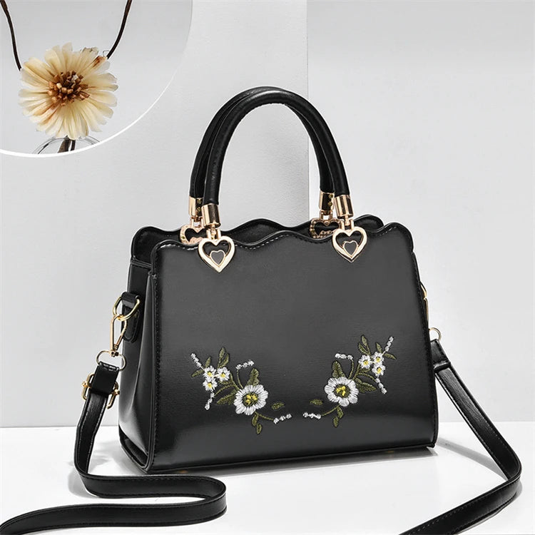 Oem Vintage Style Hight Quality Grey Embossed Medium Women Floral Hand Bags for Party