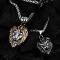 Lion Head Skull Pendant 316L Stainless Steel Zircon 18K Gold Plated Trendy Fashion Jewelry Necklace for Men & Children's