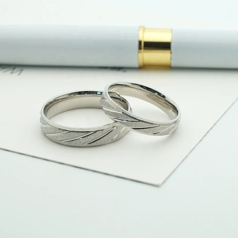 Wholesale Real 925 Sterling Silver Couples Purity Diamond Cut Rings Wedding Band Ring for Men Women