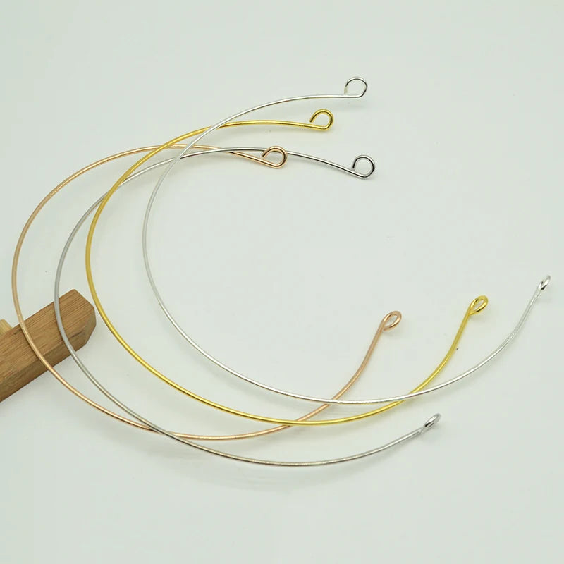 2mm Metal Wire Hair Headband  With Circles Ends Plain Hair Hoops for DIY Bridal Crown Hair Accessories