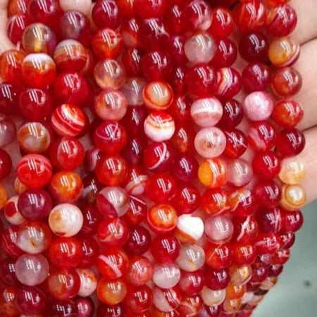 Loose Gemstone Natural Stone Red Striped Agate Beads for Jewelry Making