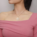 Sterling Silver Italian Solid Figaro Link-Chain Deep Zircon  Eye Necklace Eye Necklace