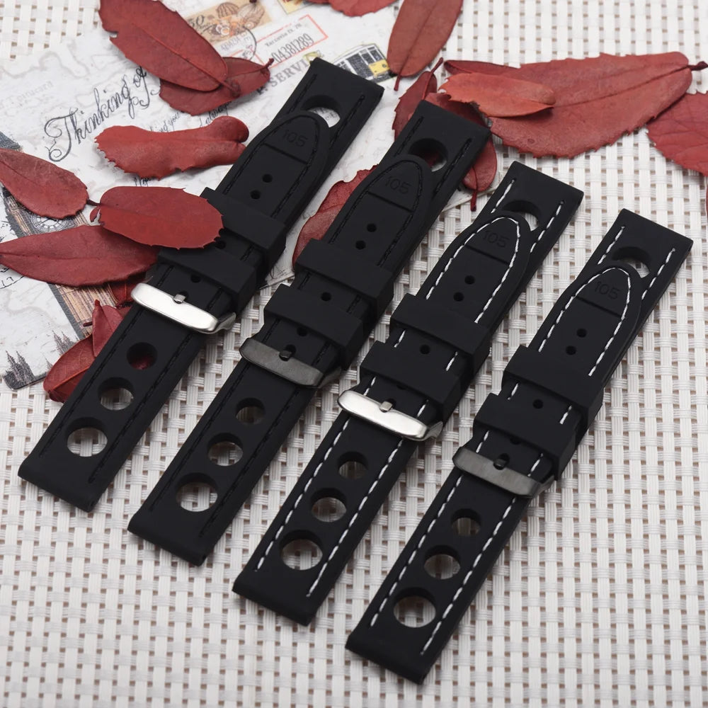 Customizable Colors Waterproof Sports Silicone Rubber Wrist Watch Band Watch Strap Band 20mm 22mm 24mm