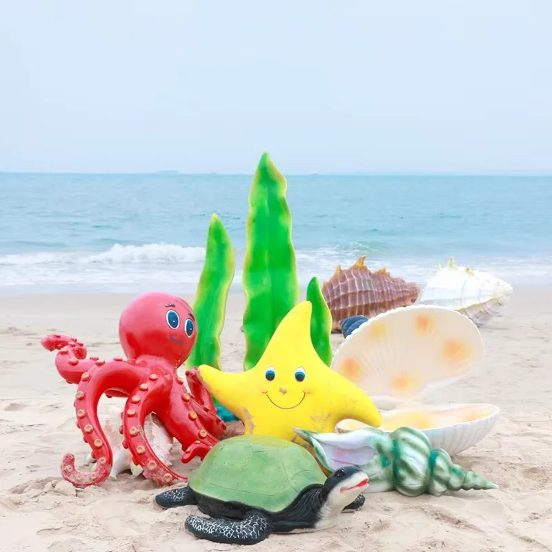 Customized Lifelike Resin Fiberglass Art Sculpture Ocean Coral Sea Shell Starfish Animal Theme Thanksgiving Chinese New Year