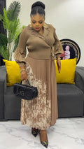 Sheen Factory to Customer Original Pleated Miyaki Elegant Plus Size Floral Long Stretchable Women's Casual Dresses MegaBDM