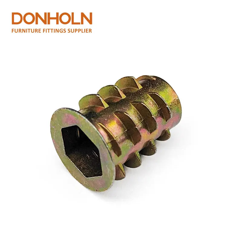 CN3455 Furniture Cabinet Zinc Alloy Hex Drive M8 Thread Type D Insertnut for Furniture Sofa Legs