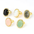 Customize High Quality Natural Crystal Healing American Gold Plated Paved Diamond Gem Stone Ring