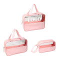 Custom Pu Leather Transparent Wash Travel Cosmetic Pouch Set Toiletry Pvc Makeup Bags with Personal logo Trousse De Toilette