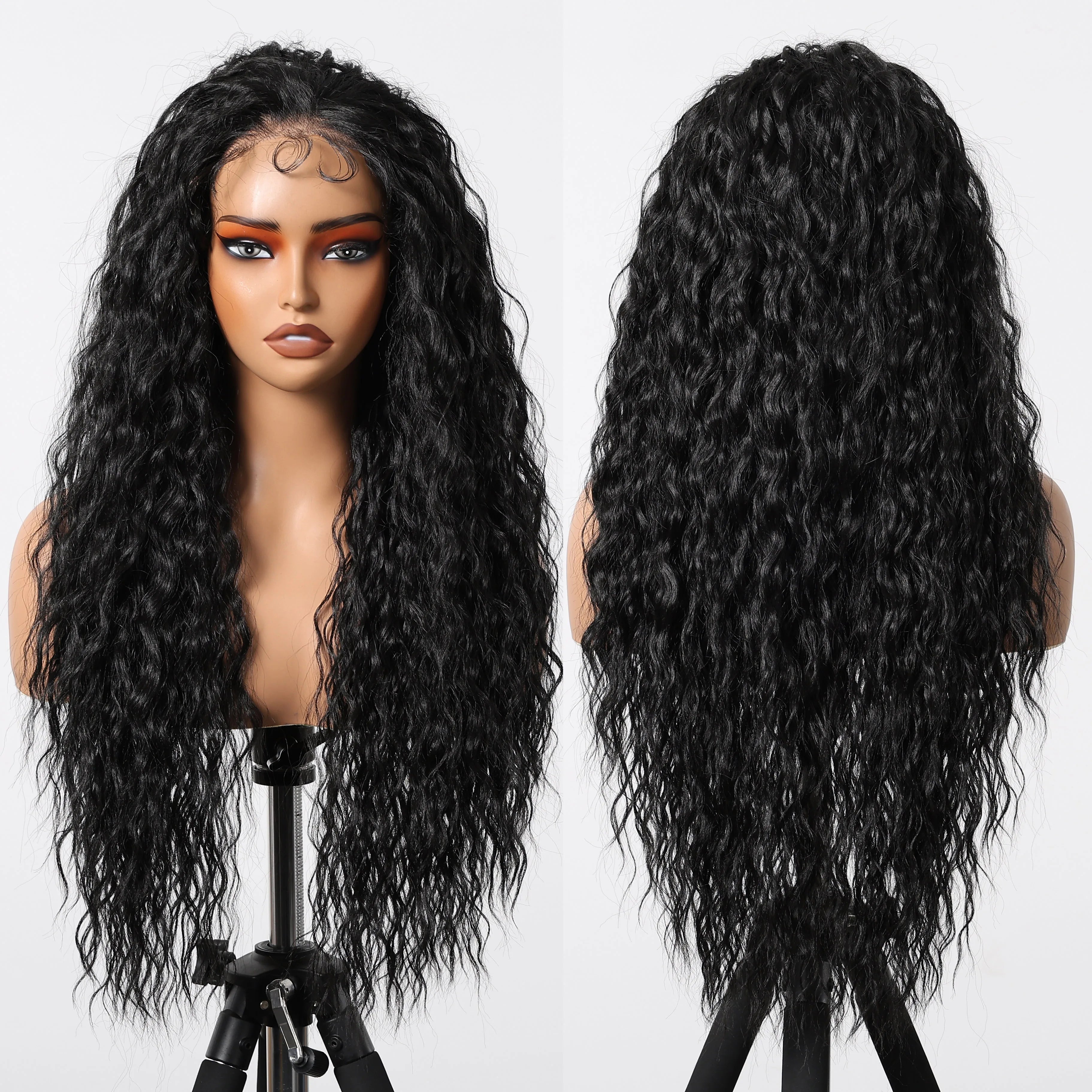 13*6 HD U Lace Wig Synthetic Japanese Future Fiber Natural Soft Wig Color Mixing 180% Density Black