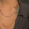 2024 Dazan New Trendy Washable Layered 18k Gold Plated Stainless Steel Double Chain Necklace Unique Design for Women for Party