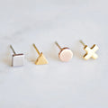 EManco Jewelry Wholesale Cheap Earrings Stainless Steel Triangle Heart Round Shaped Geometric Stud Gold Plated Small Ear Studs