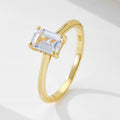 Wholesale Jewelry S925 Silver Fine Ring Classic Emerald Cut Cubic Zircon Gold Plated Engagement Rings for Women