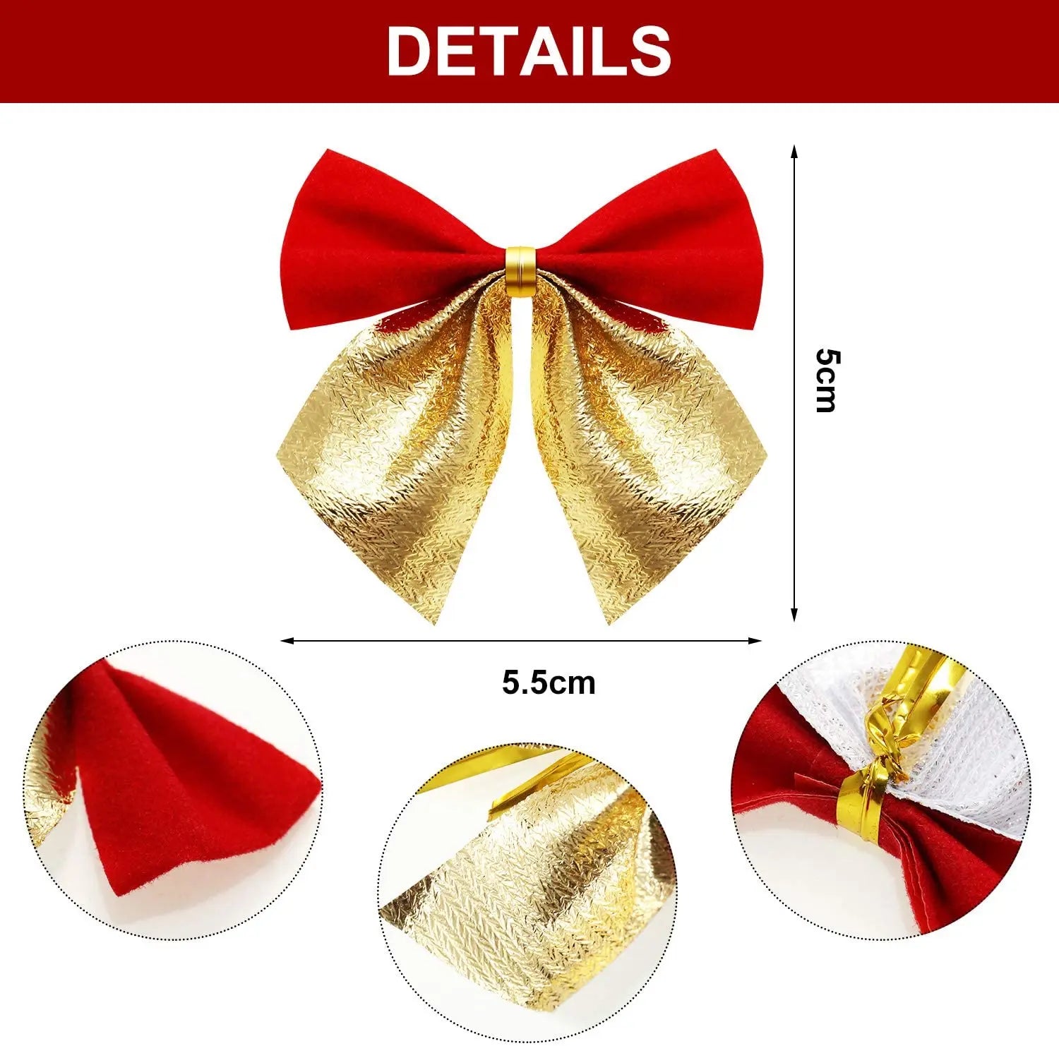 Christmas/Wedding Ribbon Bows 5cm*5cm Mini Christmas Tree Bows Xmas Bowknot Decoration Ornaments for Xmas Wreaths Wrap