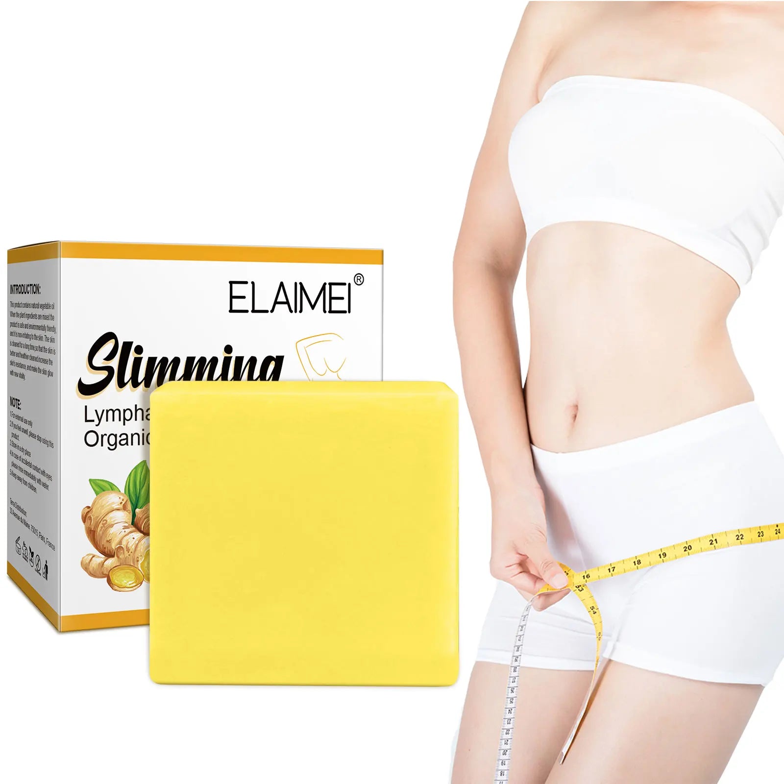 ELAIMEI Organic Weight Loss Remove Fats Turmeric Lymphatic Slimming Ginger Soap