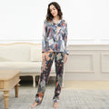 Beautiful and Elegant Women Long Satin PJ Set Notched Collar Button Down Pjs Sleepwear Promotion Price