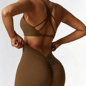 Fitness Halter Bra Flare Pants Two Piece Sports Custom Plus Size Workout Fashion Gym Fitness High Quality Yoga Set
