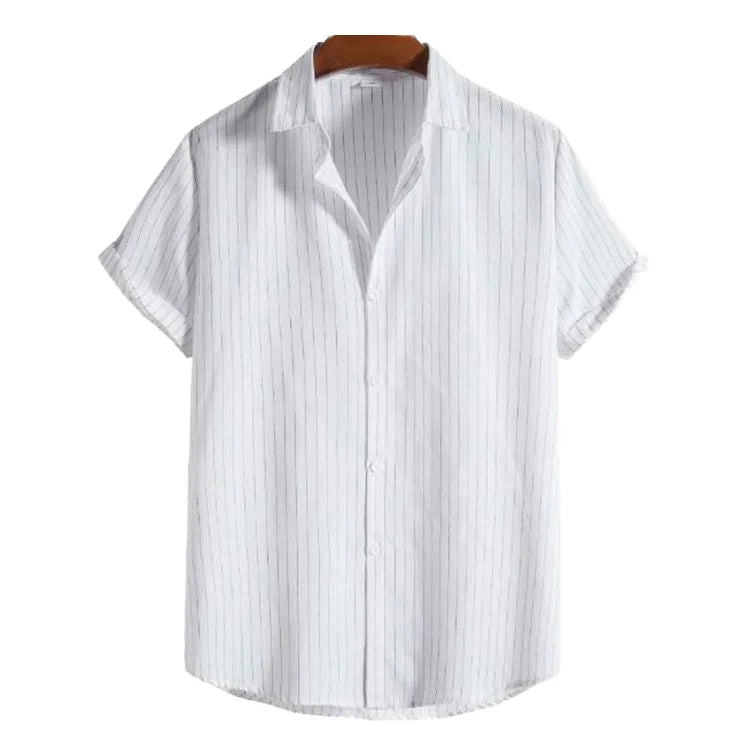 Wholesale Mens Stripe Shirt Button up Collar Shirt Casual Plus Size Men's Shirts for Men Short Sleeve