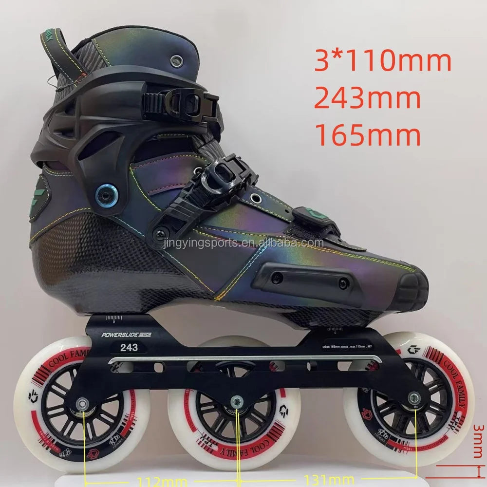 Wholesale Customize Carbon Fiber Professional Inline Slalom Roller Skates for Kids and Teenagers with CNC Aluminum Alloy Frame