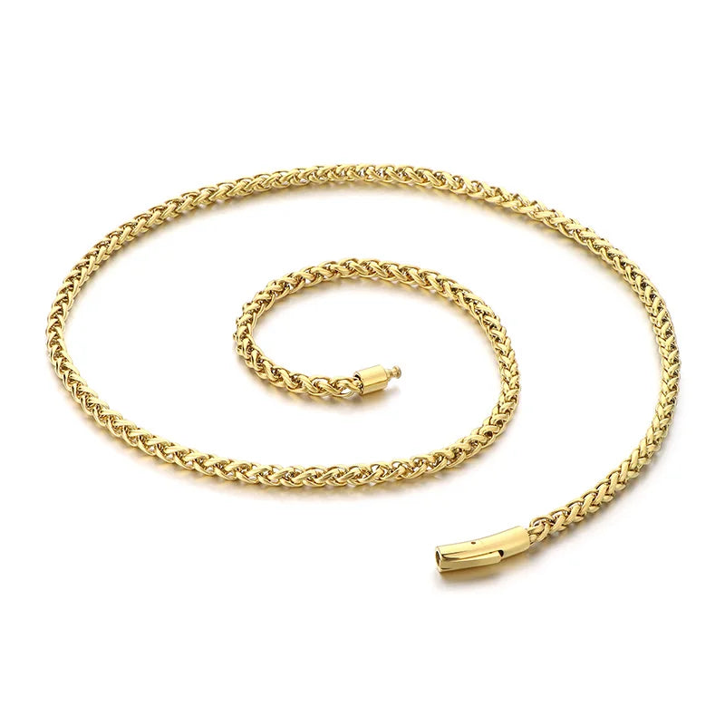 KALEN 66cm Fine Jewelry Necklaces Stainless Steel Fashion Hip-Hop Braid Link Necklaces for Men