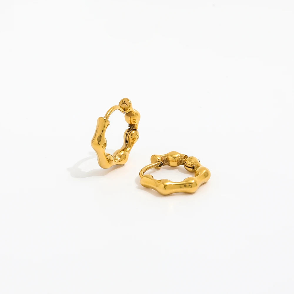 JOOLIM Jewelry PVD 18K Gold Plated Bambo Hoop Earring Stainless Steel Jewelry Fashion Jewelry