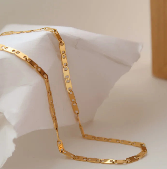 Wholesale Gold Anchor Marine Flat Chain Necklace Brass Fine Jewelry 5mm Diamond Cut Marine Anchor Link Chain Necklace