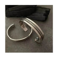 Viking Patterned Bangle Vintage Style Silver-Color Jewelry Enamel Black Gear Wave Wide Bracelet Unique Gift for Men Women