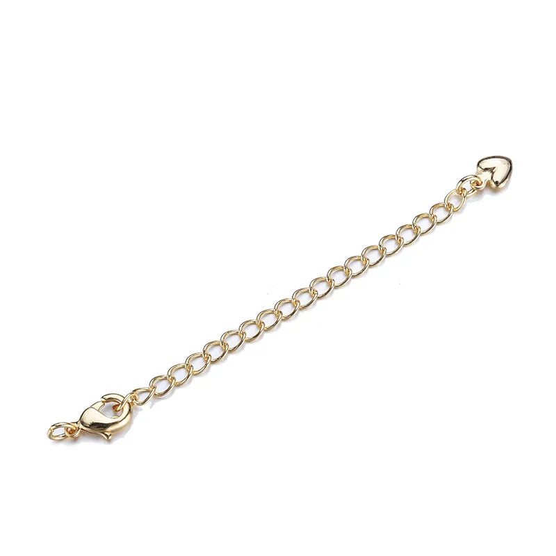 Wholesale 18K Gold Plated Extension Chain With Lobster Clasp Peach Heart Pendant Tail Chain