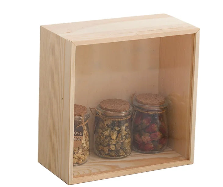 Wooden Acrylic Cover Plate Gift Box  Doll and Figurine Display  Souvenir Storage  Tea Storage  Birthday Gift Box